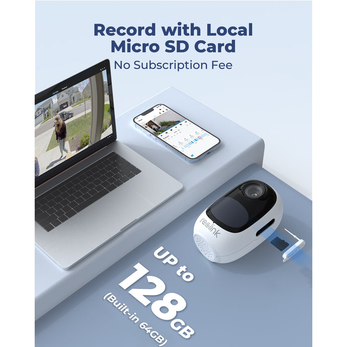 Reolink Argus 3MP 2E Battery Cam Kit with 6W Solar Panel & 64GB MicroSD Card