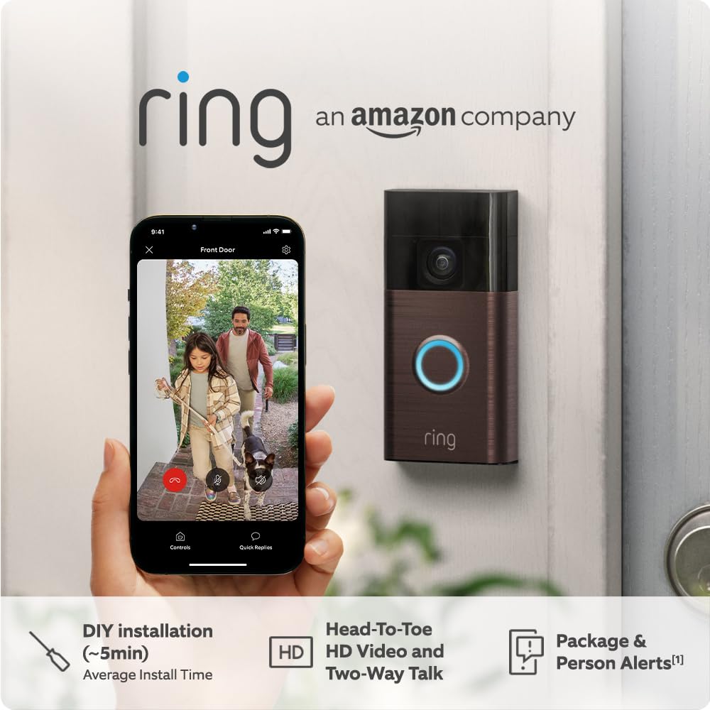 Ring New Battery Video Doorbell (Gen 3) with Chime - Venetian