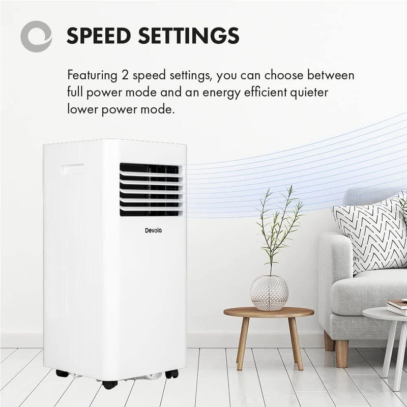 Devola DVAC09CW Portable Air Conditioner with WiFi – 9,000 BTU, 4-in-1 Cooling, Dehumidifier & Fan, White