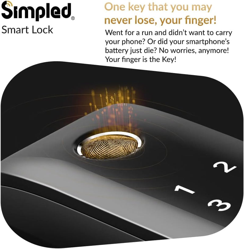 Simpled SF-SP Slim Series Smart Lock (Matt Black)