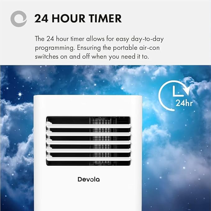 Devola DVAC09CW Portable Air Conditioner with WiFi – 9,000 BTU, 4-in-1 Cooling, Dehumidifier & Fan, White