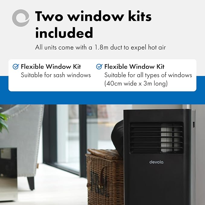 Devola DVAC09CB Portable Air Conditioner with WiFi – 9,000 BTU, 4-in-1 Cooling, Dehumidifier & Fan, Black