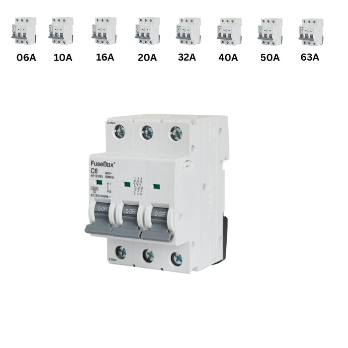 Fusebox Triple Pole MCB Type C, Curve B |  (06A-63A)