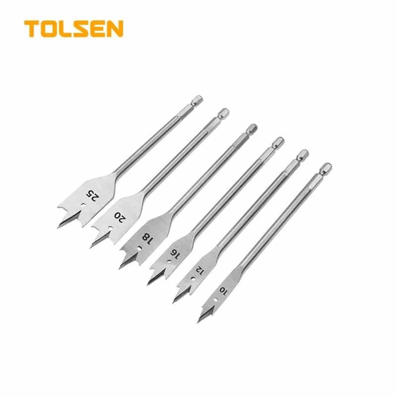 Tolsen 6pcs Flat Wood Bits Set 10,12,16,18,20,25mm
