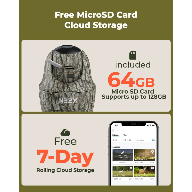 Keen Ranger 2K 4G LTE P&T Camera with 6W Solar Panel & 64GB MicroSD Card