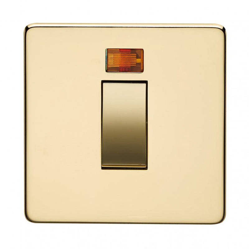 Crabtree 7015/3PB Polished Brass 1 Gang Neon 45A DP Switch