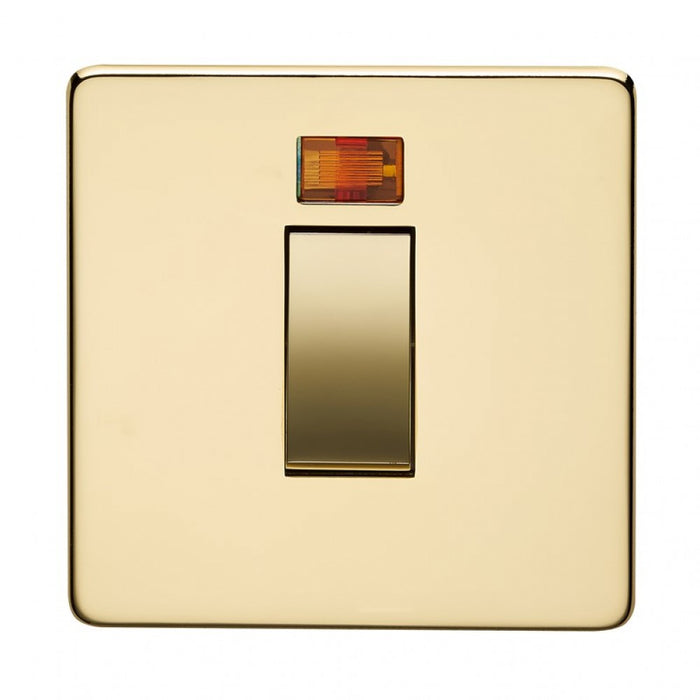 Crabtree 7015/3PB Polished Brass 1 Gang Neon 45A DP Switch