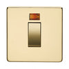 Crabtree 7015/3PB Polished Brass 1 Gang Neon 45A DP Switch