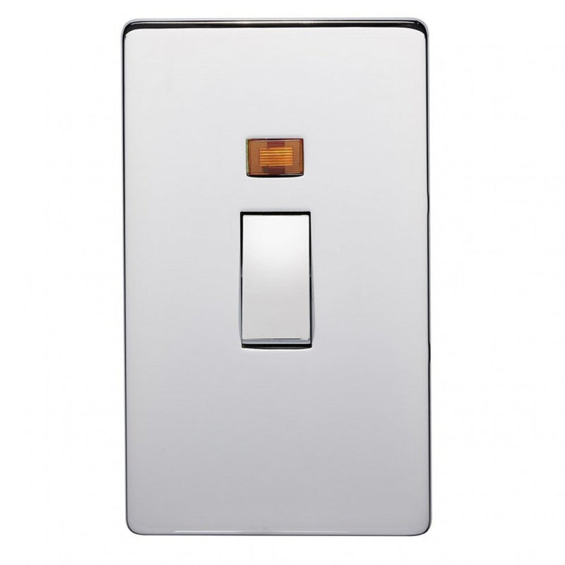 Crabtree Platinum 7016/3SC 2 Gang Vertical 45A DP Switch with Neon Satin Chrome