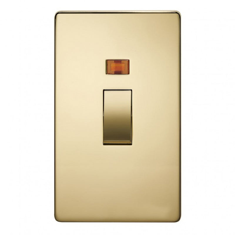 Crabtree Platinum 7016/3SC 2 Gang Vertical 45A DP Switch with Neon Satin Chrome