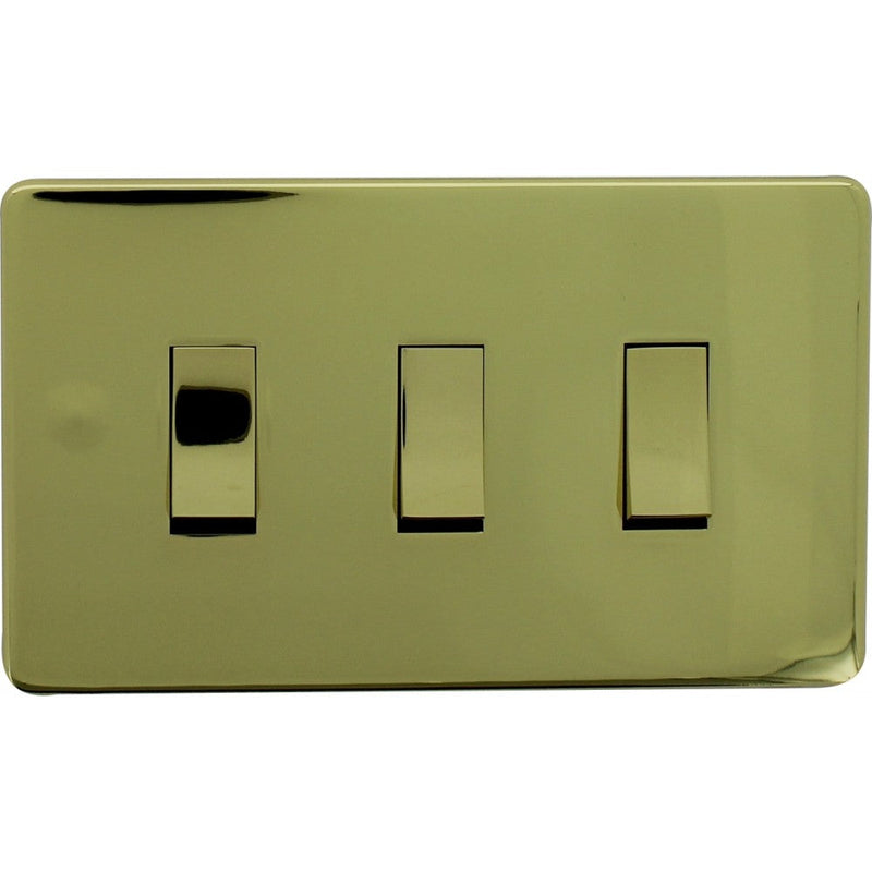 Crabtree 7173/2BKN 3Gang 10Amp 2Way Switch (Twin Plate) Black Nickel