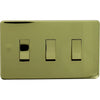 Crabtree 7173/2BKN 3Gang 10Amp 2Way Switch (Twin Plate) Black Nickel