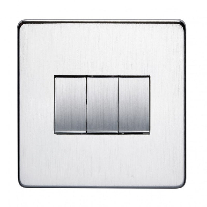 Crabtree Platinum 7173-HPC 3 Gang Switch Highly Polished Chrome