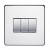 Crabtree Platinum 7173-HPC 3 Gang Switch Highly Polished Chrome