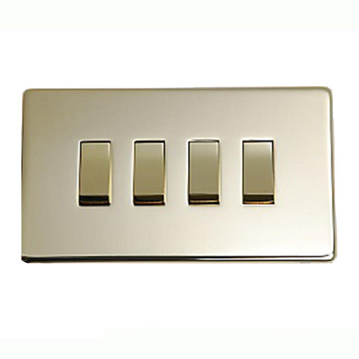 Crabtree Platinum 7174-PB 4 Gang Switch Brass - SND Electrical Ltd