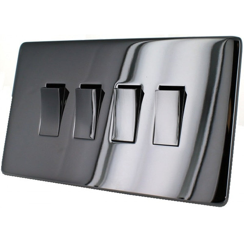 Crabtree Platinum 7174-BKN 4Gang 10Amp 2Way Switch Black Nickel