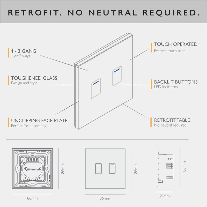 Retrotouch Crystal Touch Switch 240v