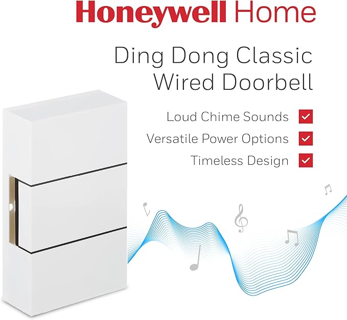 Honeywell Home Ding Dong Classic Wired Doorbell in Elegant White (D117)