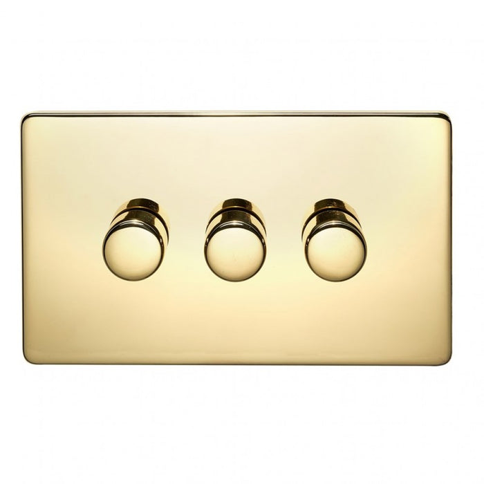 Crabtree Platinum 7250-D3-PB 3 Gang Dimmer Brass