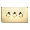 Crabtree Platinum 7250-D3-PB 3 Gang Dimmer Brass
