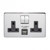 Crabtree 13A 2 Gang Double Pole Switched Socket With 2 USBs