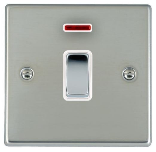 Hamilton 73DPNBC-W 20AX 1 Gang Neon Switch - Bright Steel & White Insert