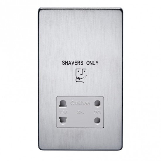 Crabtree Platinum 7411-SC Shaver Socket Satin Chrome