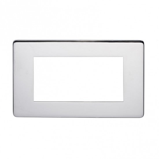 Crabtree 7509/HPC 2 Gang 4 Module Euromodule Faceplate Polished Chrome
