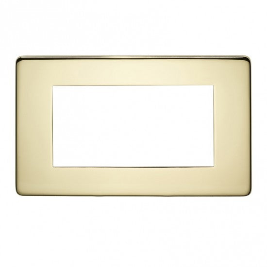 Crabtree 7509/PB 2 Gang 4 Module Euromodule Faceplate Polished Brass