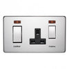 Crabtree Platinum 7521-3 45A DP Switch + Socket Satin With Neon Chrome