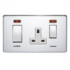 Crabtree Platinum 7521-3 45A DP Switch + Socket Satin With Neon Chrome