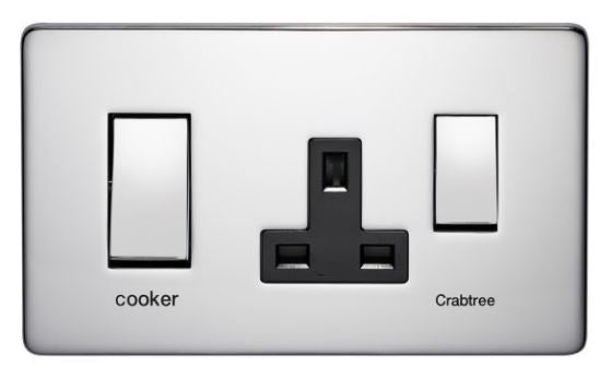 Crabtree 7521/SC Satin Chrome 45A Switch 13A Socket Cooker Control Unit