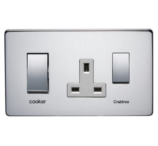 Crabtree 7521/PB Polished Brass 45A Switch 13A Socket Cooker Control Unit