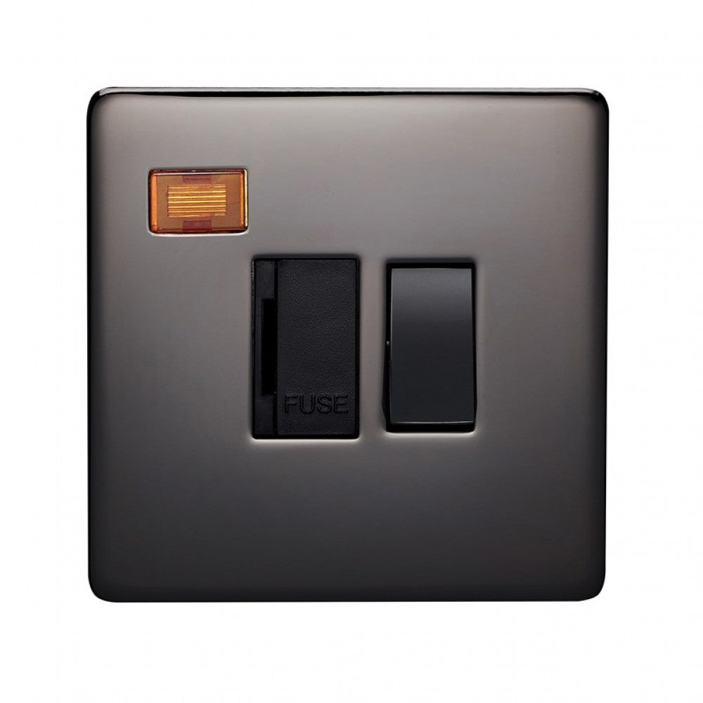 Crabtree 7832/3BKN Black Nickel 13A 2 Pole Neon Switched Fused Spur Unit