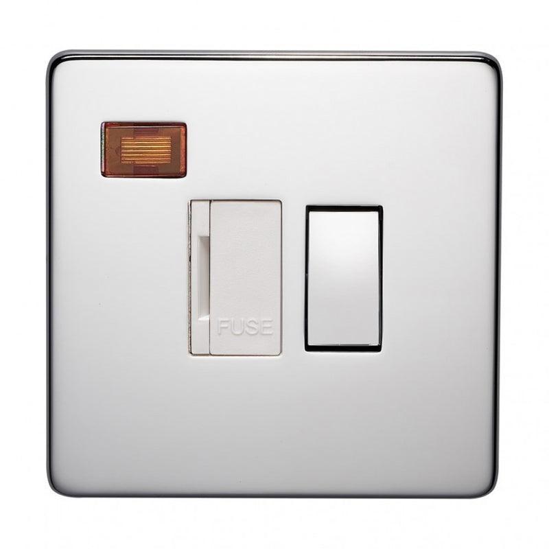 Crabtree 7832/3HPC Highly Polished Chrome 13A 2 Pole Neon Switched Fused Spur Unit