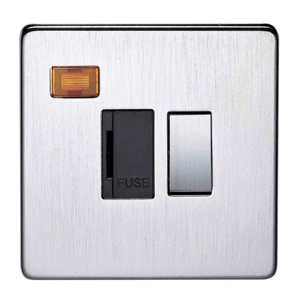 Crabtree 7832/3SC Satin Chrome 13A 2 Pole Neon Switched Fused Spur Unit