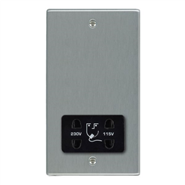 Hamilton 74SHSB Dual Voltage Shaver Socket 115V/240V - Satin Steel & Black Insert
