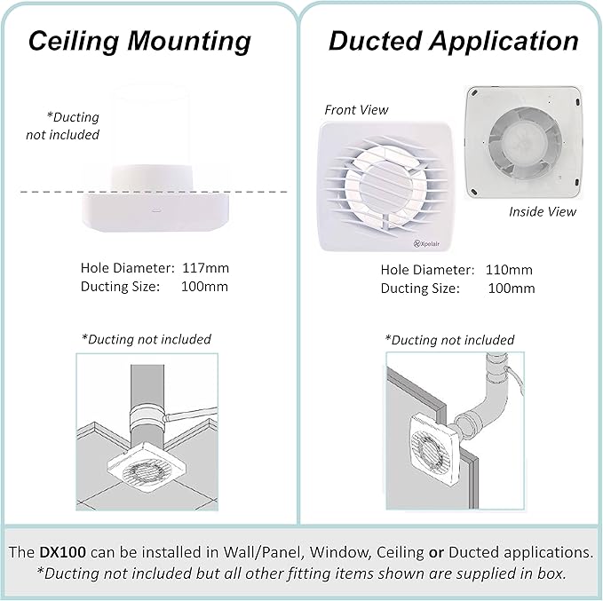 Xpelair DX100HTA White Bathroom Single Speed Axial Fan With Humidistat Timer