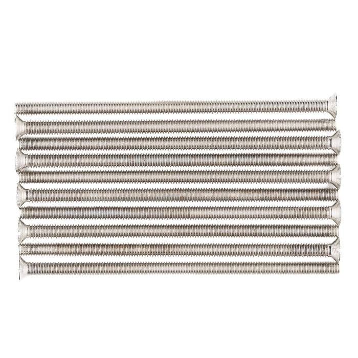 M3.5 x 100mm Long Flat Countersunk Slotted Head Electrical Machine Screws, Mild Steel