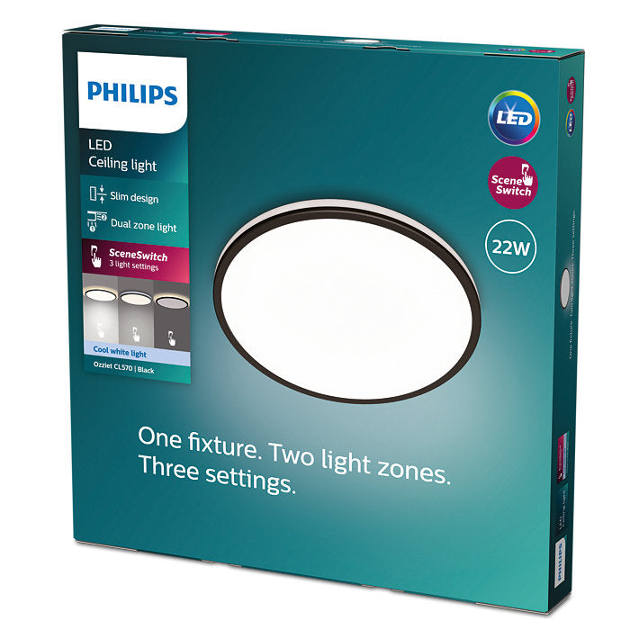 Philips Functional CL570 Ozziet Ceiling Light 18W 27K - White