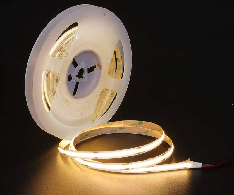 Cob Ip20 LED COB Strip 3000K Light, Seamless, 8mm Wide IP20 5M Reel — SND Electrical