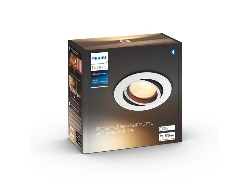 Philips Milliskin White Ambiance Round Spotlight - Silver 1x5W