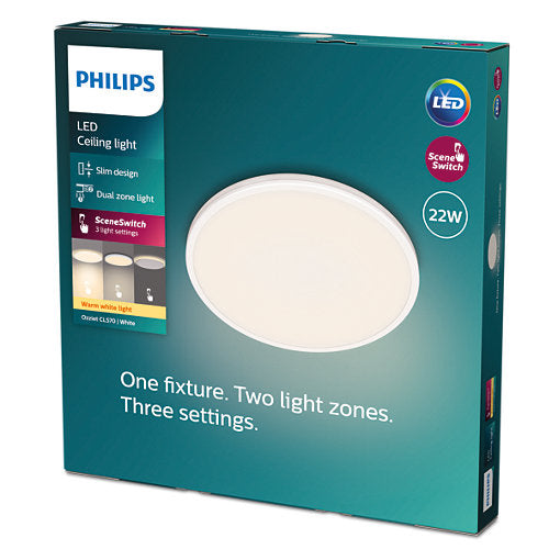 Philips Functional CL570 Ozziet Ceiling Light 18W 27K - White
