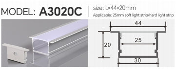 A3020C Flush/Recessed Ceiling/Wall LED Aluminum Profile (43X20X19)