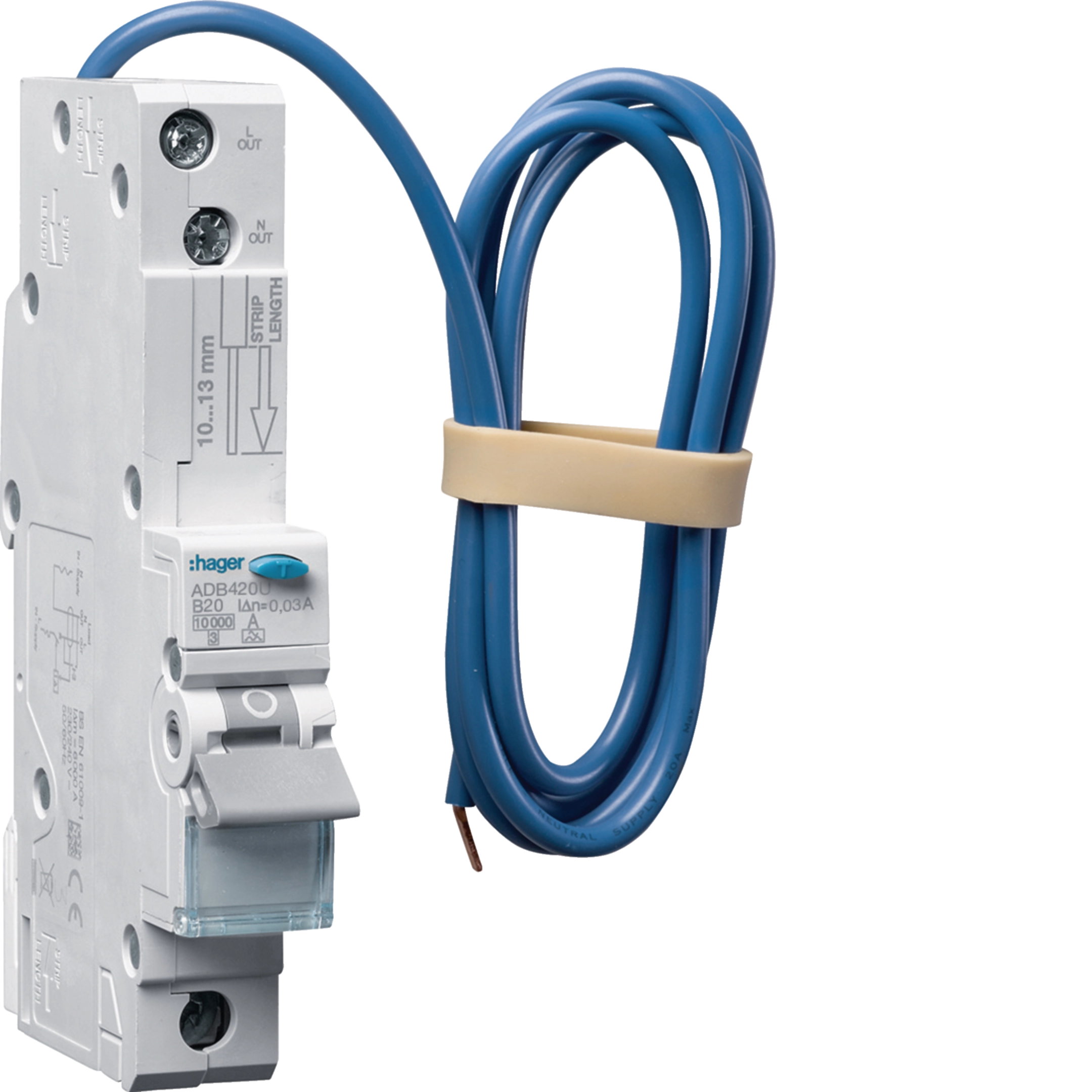 Hager ADB420U 20a 30ma 10ka Type B RCBO
