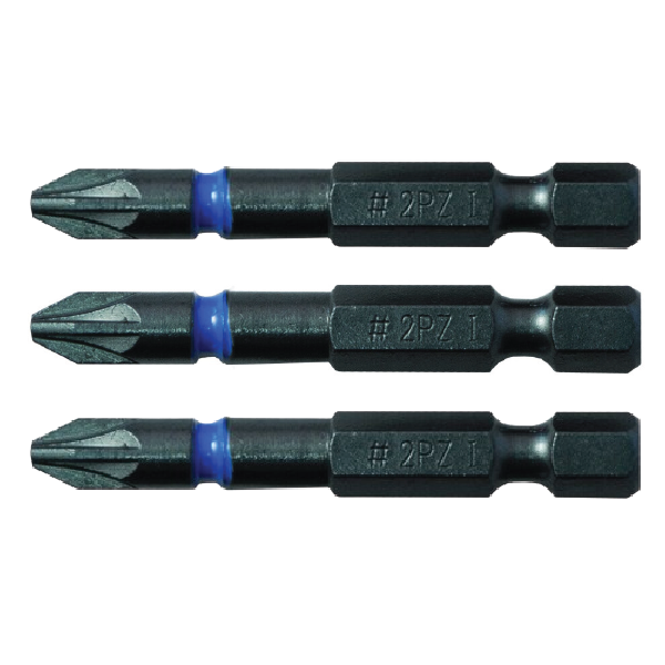 CK Tools T4560 PZ2LD Blue Steel PZ2 Impact Screwdriver Bit 50mm (Set of 3)