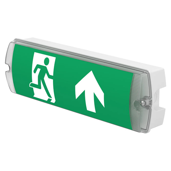 Megalux 3W IP65 LED Emergency Bulkhead Light Fire Exit Sign Legend 3hr Maintained with Optional Sticker Legends