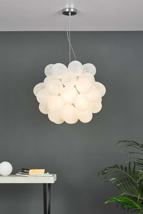 BUB0602 Bubbles 6 Light Pendant Polished Chrome & Frosted Glass