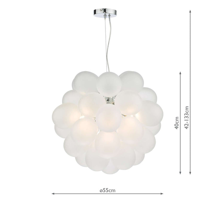 BUB0602 Bubbles 6 Light Pendant Polished Chrome & Frosted Glass