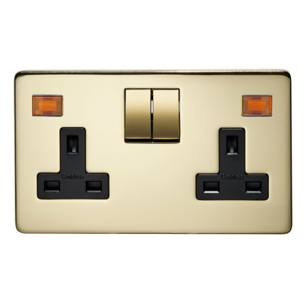 Crabtree Platinum 7316-3 Socket 2 Gang Switched DP With Neon